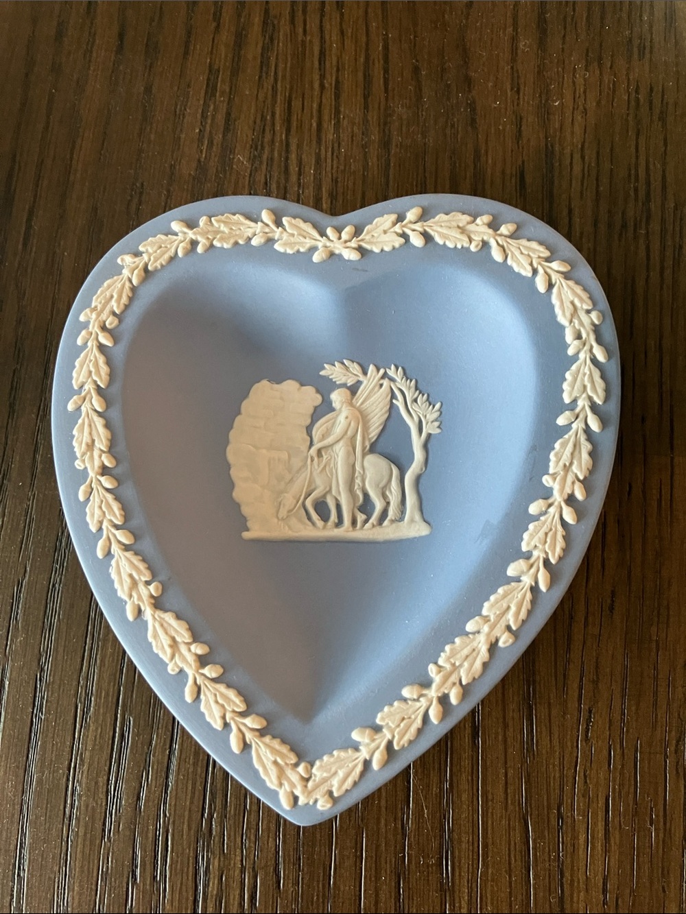Vintage Wedgwood Blue Jasperware Heart Trinket Dish Neoclassical Relief England